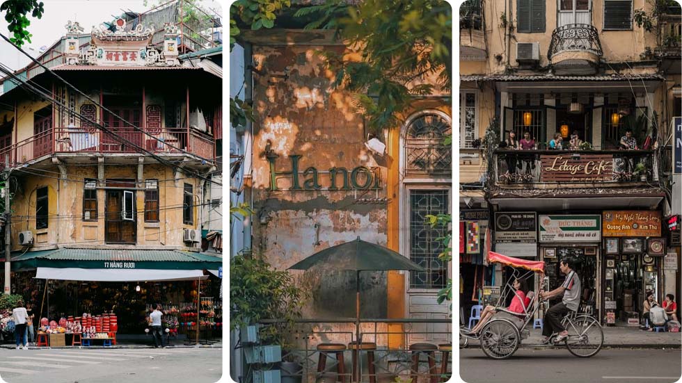 As ruas no Bairro Antigo de Hanói