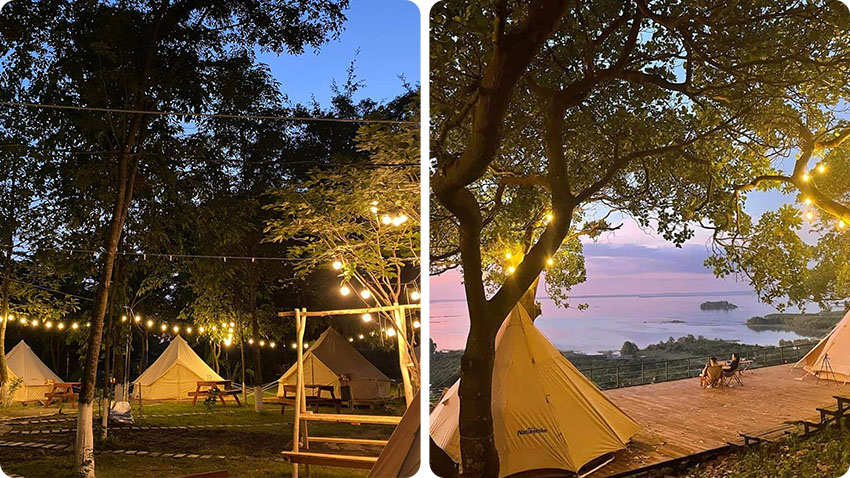 Campismo e churrasco no lago Tri An