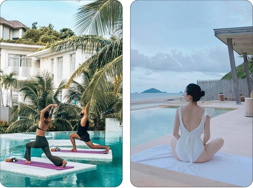 Ioga ambiente à beira-mar